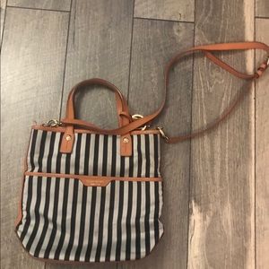 Henri Bendel Canvas Striped Cross Body Bag